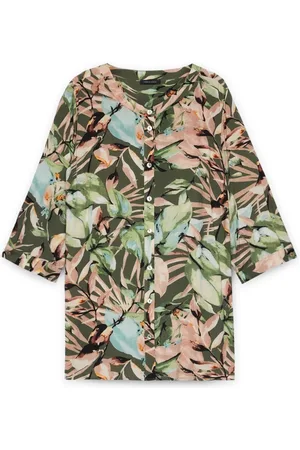 Fiorella rubino Blouses & Shirts, Dames, Groen, 6Xl, Overhemd met jungleprint
