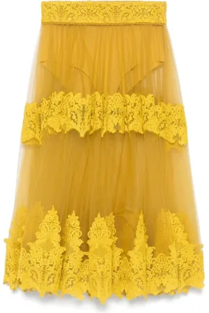 Elisabetta Franchi Rokken, Dames, Geel, M, Beige Elegant Rok Giallo
