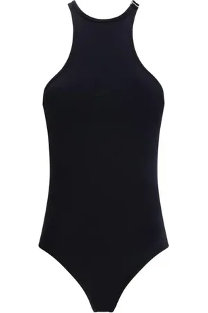 The Attico Badkleding, Dames, Zwart, L, Gestreepte badpak met sluiting