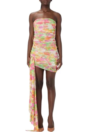 Saint Laurent Kleedjes, Dames, Veelkleurig, M, Polyester, Bloemenprint Asymmetrische Jurk
