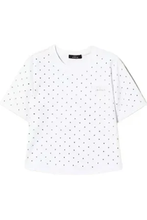 Twin-Set Tops, Dames, Wit, XS, Sprankelende T-shirt met ronde halslijn