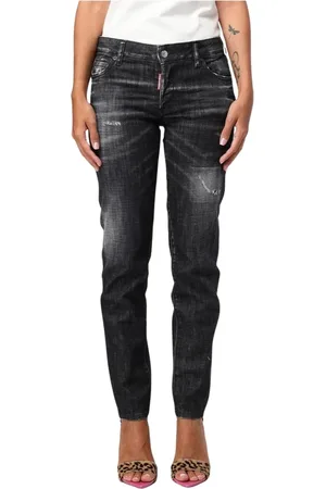 Dsquared2 Jeans, Dames, Zwart, S, Katoen, Zwarte Distressed Skinny Jeans