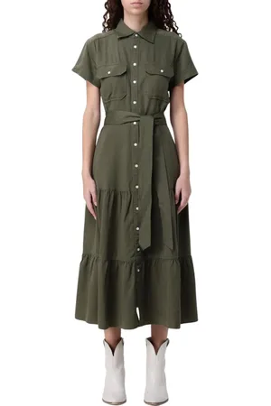 Ralph Lauren Kleedjes, Dames, Groen, XS, Groene Gelaagde Shirtjurk Elegante Stijl