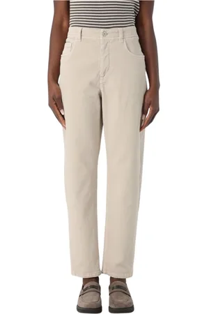 Brunello Cucinelli Jeans, Dames, , M, Luxe Rechte Pijp Ivoor Broek