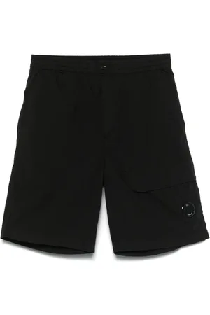 C.P. Company Korte broeken, Heren, Zwart, L, Zwarte Shorts met Elastische Tailleband