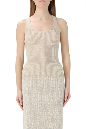 Twin-Set Tops, Dames, , XS, Gouden Ribgebreide Top