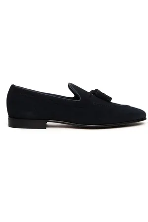Berwick Schoenen, Heren, Blauw, 42 EU, Suède, Blauwe suède mocassin met kwastjes