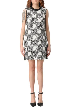 Twin-Set Kleedjes, Dames, Zwart, XL, Elegante Bloemen Shift Jurk