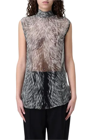 Dolce & Gabbana Tops, Dames, Grijs, S, Grijze Zijden Mouwloze Top