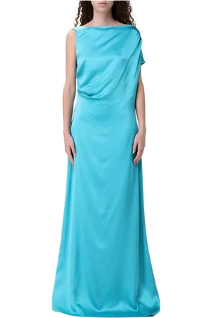 DEL CORE Kleedjes, Dames, Blauw, S, Elegante One-Shoulder Maxi Jurk