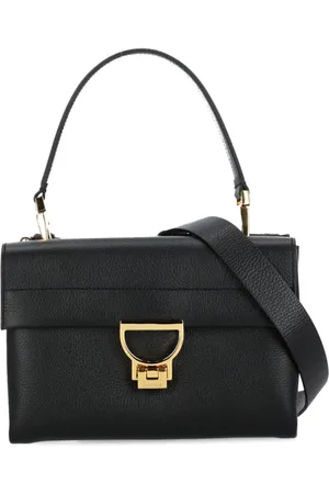 Coccinelle Tassen, Dames, Zwart, ONE Size, Zwarte leren handtas met afneembaar handvat
