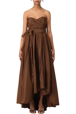Pinko Kleedjes, Dames, Bruin, S, Elegante Taffeta Wrap Jurk