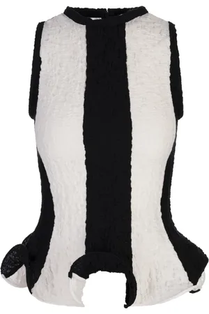 Msgm Tops, Dames, Zwart, 2Xs, Katoen, Zwarte Top met Polyester en Katoen