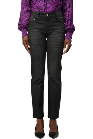 Roberto Cavalli Jeans, Dames, Zwart, W27, Katoen, Zwarte Straight Leg Jeans Vrouwen