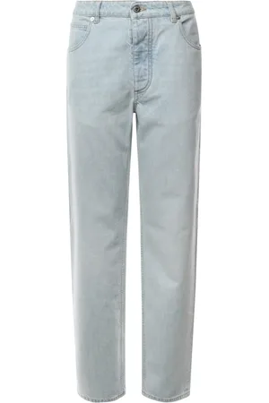 Bottega Veneta Jeans, Dames, Blauw, M, Suède, Blauwe Wide Leg Jeans met Suède Patch
