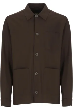 HERNO Overhemden, Heren, Bruin, L, Lichtgewicht shirtjas met zakken