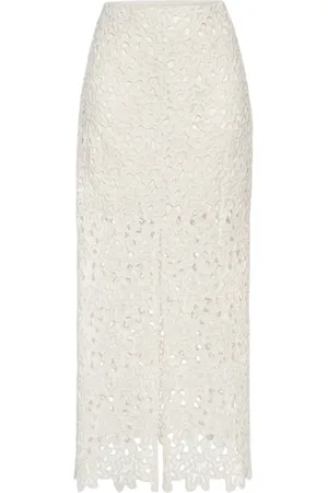 UNDRESS CODE Rokken, Dames, Wit, L, Katoen, Offwhite Kant Midi Rok