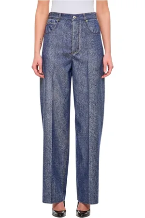Bottega Veneta Jeans, Dames, Blauw, S, Katoen, Klassieke Blauwe Wide Leg Jeans