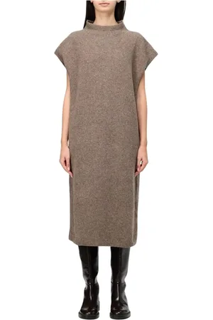 Filippa K Kleedjes, Dames, Bruin, S, Kasjmier, Elegante Bruine Midi Jurk