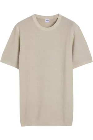 Aspesi Tops, Heren, , L, Katoen, Katoenen Gebreide T-shirt met Geribbelde Kraag