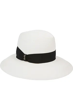 Borsalino Accessoires, Dames, Wit, L, Zwarte Panama Fijne Hoed