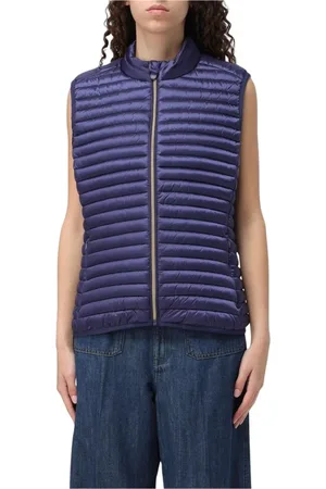save the duck Jassen, Dames, Blauw, XL, Gewatteerde Puffer Hoge Kraag Vest