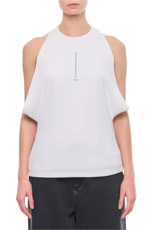 Alexander McQueen Tops, Dames, Wit, 2Xs, Katoen, Stijlvolle Mouwloze Top met Kettingdetail