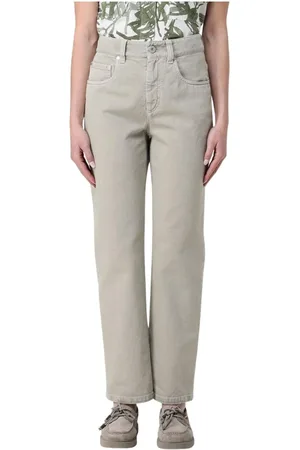 Brunello Cucinelli Jeans, Dames, Grijs, XL, Katoen, Elegant Straight Leg Jeans