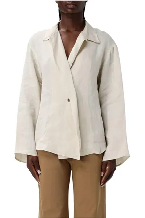 Twin-Set Blouses & Shirts, Dames, , M, Linnen, Zand Linnen Shirt Relaxte Pasvorm