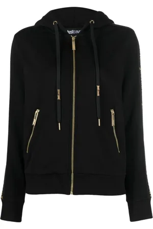Roberto Cavalli Sweatshirts & Hoodies, Dames, Zwart, 2Xs, Katoen, Zip Hoodie