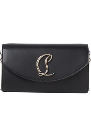 Christian Louboutin Tassen, Dames, Zwart, ONE Size, Leer, Zwarte Schoudertas met Kettingband