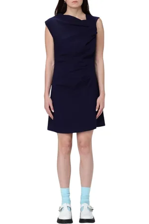 Msgm Kleedjes, Dames, Blauw, XS, Polyester, Rode Gedrapeerde Mini Jurk