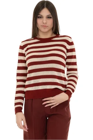 Woolrich Truien, Dames, Veelkleurig, S, Katoen, Gestreepte katoenen trui met zijsplitten