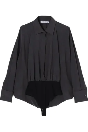 Max Mara Tops, Dames, Grijs, XS, Elegante Zijden Blouse Shirt