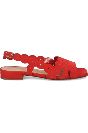 SANGIORGIO Schoenen, Dames, Rood, 39 EU, Suède, Rode Suède Sandalen