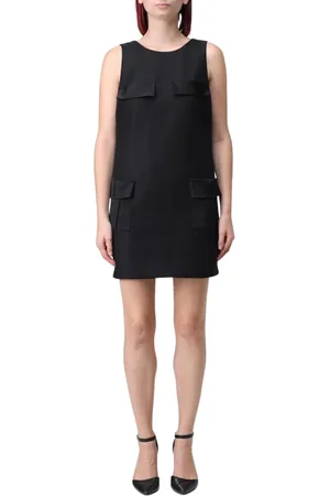 Elisabetta Franchi Kleedjes, Dames, Zwart, XS, Satijn, Zwarte Shift Jurk met Zakdetail