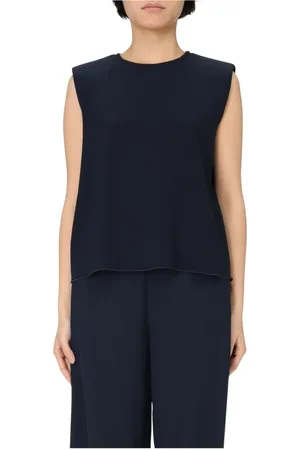 LIVIANA CONTI Tops, Dames, Blauw, M, Roze Mouwloze Top