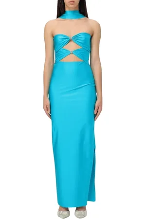 MVP Wardrobe Kleedjes, Dames, Blauw, 2Xs, Zwarte Halter Maxi Jurk