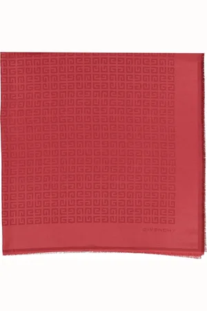 Givenchy Accessoires, Dames, Rood, ONE Size, Wol, Rode Zijden en Wollen Franje Sjaal