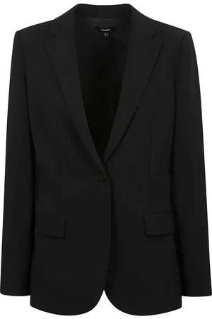THEORY Jassen, Dames, Zwart, L, Leer, Zwarte blazer met getailleerde snit