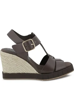 Paloma Barceló Schoenen, Dames, Bruin, 39 EU, Leer, Bruin leren sleehak sandalen Carla espadrilles