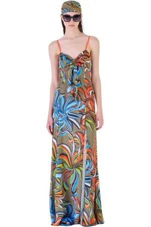 Silvian Heach Kleedjes, Dames, Veelkleurig, XS, Polyester, Bedrukte lange jurk met dunne bandjes