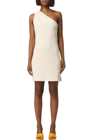 Bottega Veneta Kleedjes, Dames, , L, Katoen, Elegante One-Shoulder Mini Jurk