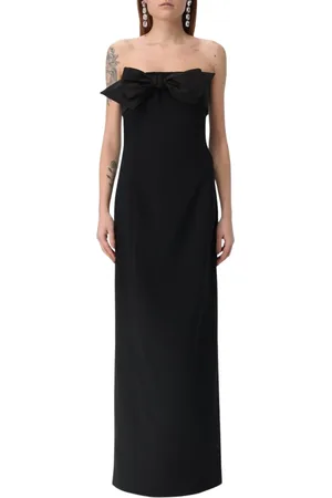 Dsquared2 Kleedjes, Dames, Zwart, S, Wol, Zwarte Strik Detail Maxi Jurk