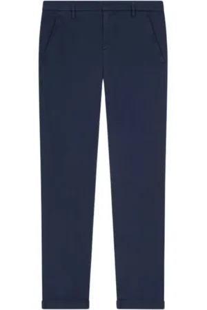 Dondup Broeken, Heren, Blauw, W31, Katoen, Slim Gabardine Broek in Donkerblauw