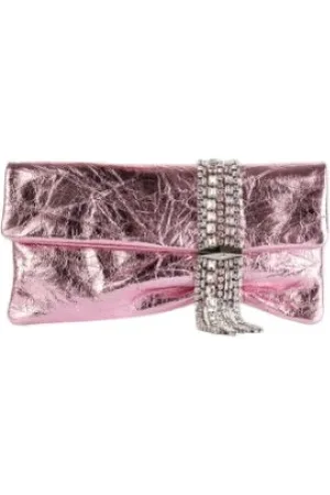 Jimmy Choo Tassen, Dames, Roze, ONE Size, Leer, Roze Leren Zandra Clutch