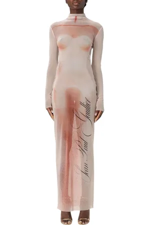 Jean Paul Gaultier Kleedjes, Dames, , XS, Elegante Mouwloze Midi Jurk Uniek Ontwerp
