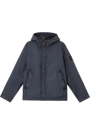 Stone Island Jassen, Heren, Blauw, S, Nylon, Crinkle Reps R-Ny Hooded Jas