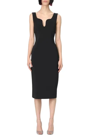 Giorgio Armani Kleedjes, Dames, Zwart, S, Elegante Zwarte V-Hals Midi Jurk