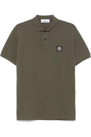 Stone Island Tops, Heren, Groen, M, Katoen, Groene Polo Shirt Slim-Fit Ss 25